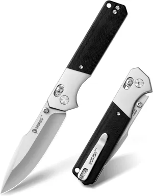 NedFoss BEAST Pocket Knife, 3.48" 14C28N Steel Blade Axis Lock Knife with Reversible Deep-Carry Pocket Clip, G10 Handle, Lightweight EDC Knife Camping Gifts for Men Women
