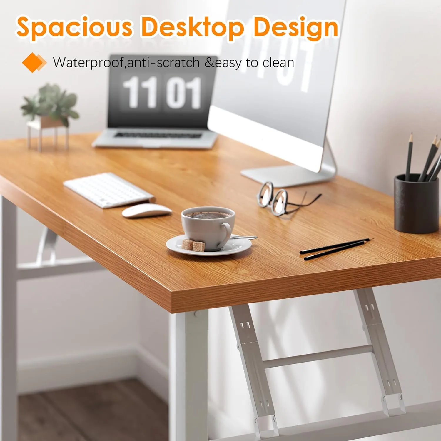 Need Folding Computer Desk - 31.5 Inch Foldable Office Writing Work Study Kids Student Teacher Home Bedroom Table for Small Space, Teak White