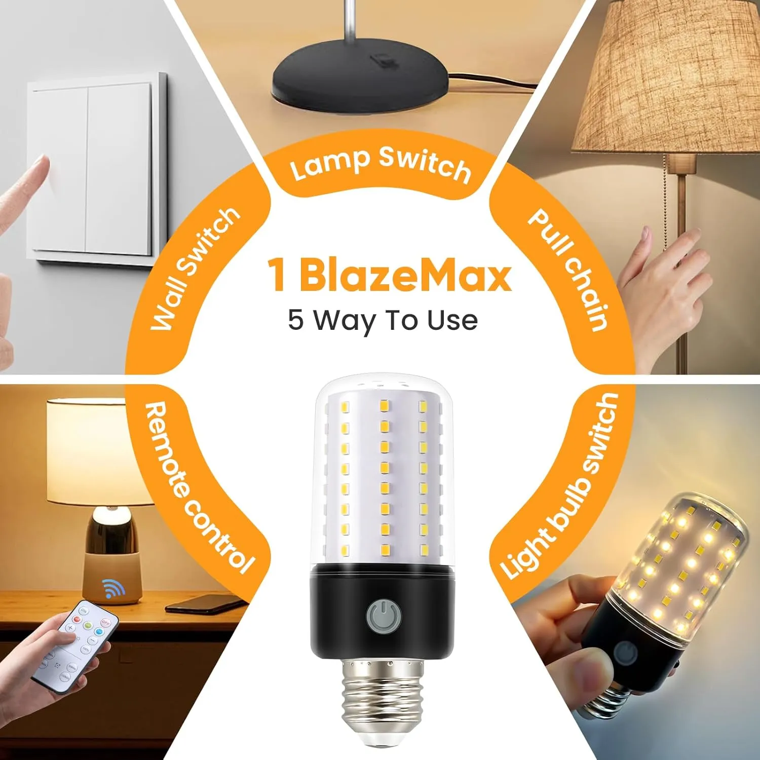 Neporal BlazeMax Battery Operated Light Bulb Bright, Rechargeable Light Bulbs with Remote and Time for Lamp and Sconce, Socket USB Rechargeable, Wide Dimming Range Battery Powered Light Bulb Home