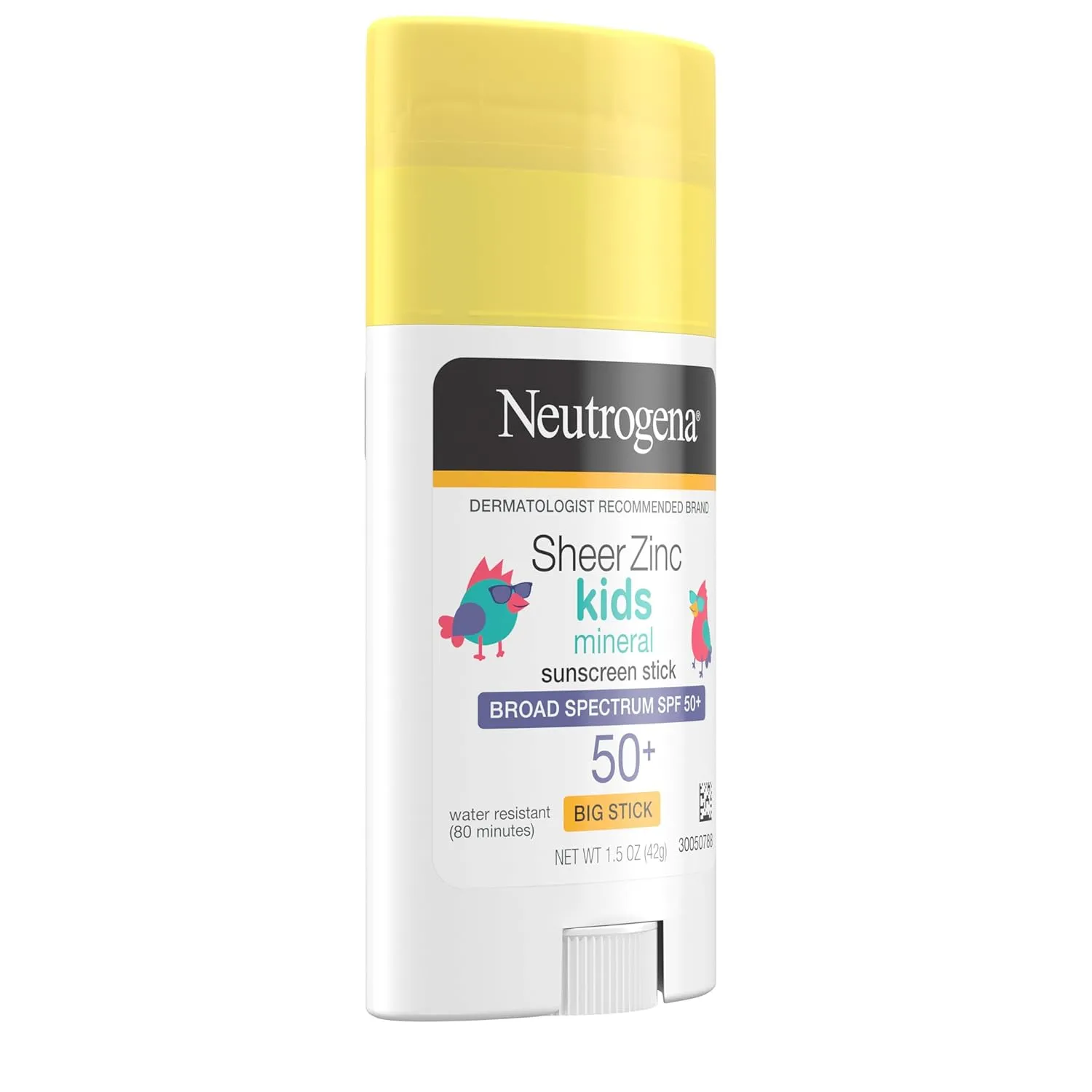 Neutrogena Sheer Zinc Oxide Kids Mineral Sunscreen Stick, Broad Spectrum SPF 50  & UVA/UVB Protection & Water Resistant with Residue-Free, No-Mess Application, Oil- & Paraben-Free, 1.5 oz