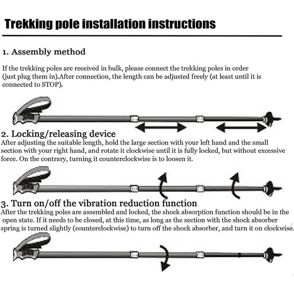 New Hiking Trekking Poles Walking Stick Adjustable Camping Black Lightweight