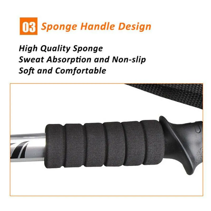 New Hiking Trekking Poles Walking Stick Adjustable Camping Black Lightweight