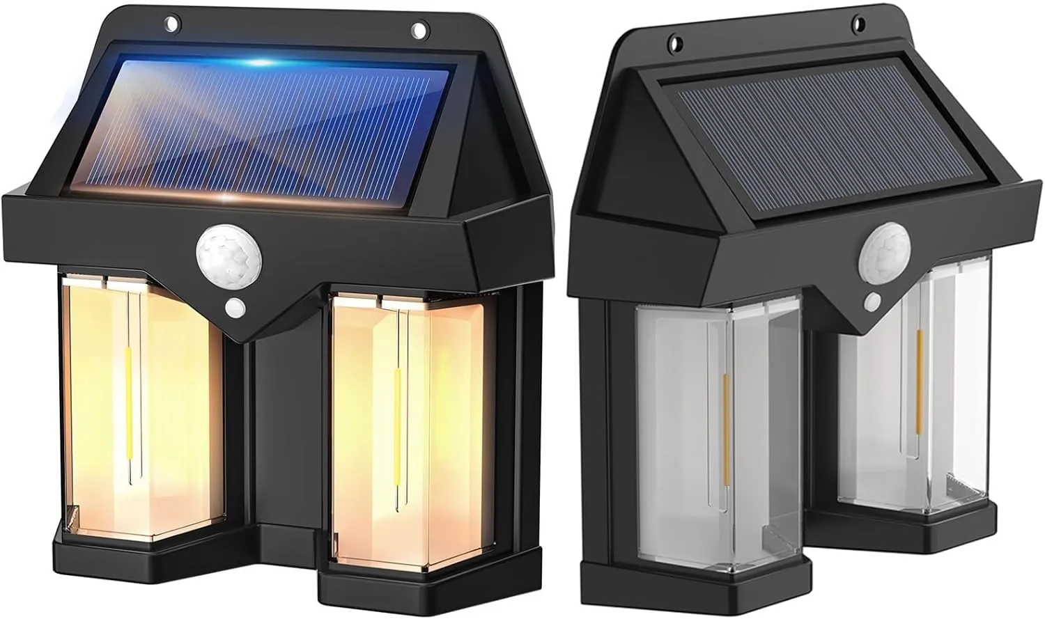 New Solar Wall Lamp with 3 Lighting Modes from Dusk to Dawn Lobby Lamp Ip65 Waterproof Motion Sensor Outdoor Lamp, Courtyard Automatic Sensing Lamp Universal Lobby, Garage Multi Scene (2Pack)