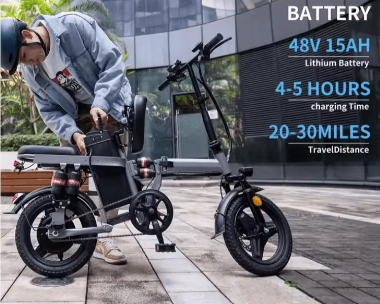 *NEW2025* Long Range Electric Bike 500W 48V 20ah 14" Compact Silverfish Battery E-Bike Folding (40kmph)