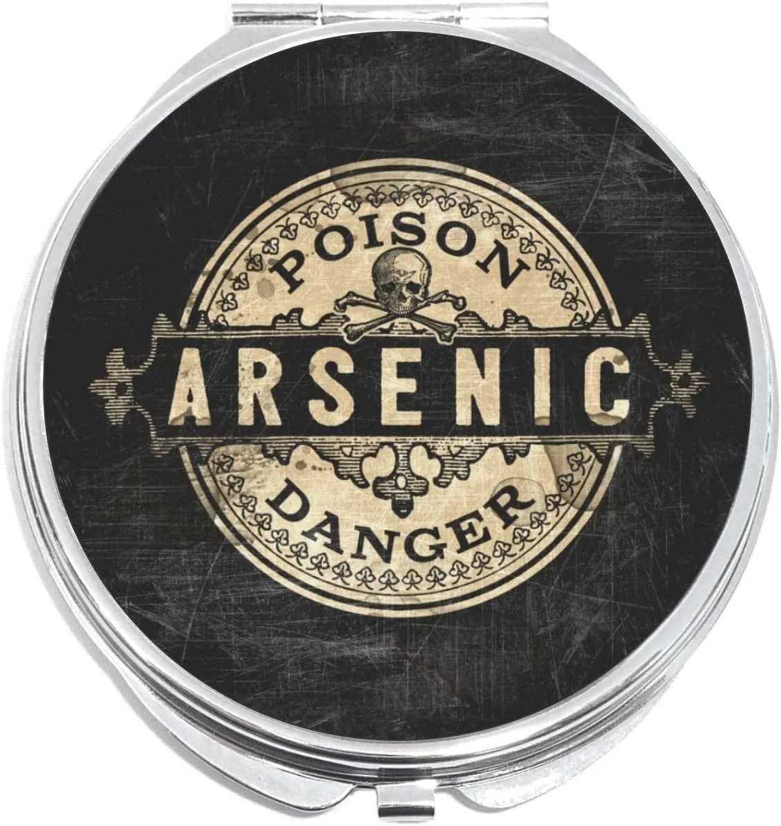 NewCharms Poison Arsenic Danger Compact with Mirrors - Perfect Pocket and Purse Size Folding Mirror for Applying Make Up Anywhere