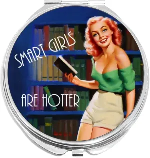 NewCharms Smart Girls are Hotter Compact with Mirrors - Perfect Pocket and Purse Size Folding Mirror for Applying Make Up Anywhere