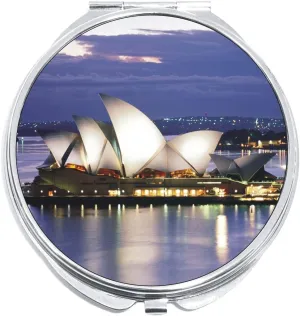 NewCharms Sydney Opera House Australia Compact with Mirrors - Perfect Pocket and Purse Size Folding Mirror for Applying Make Up Anywhere