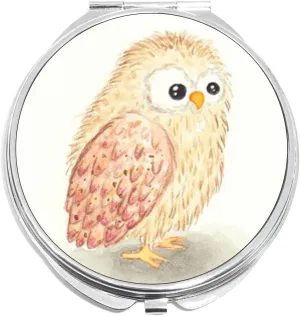 NewCharms Watercolor Owl Compact with Mirrors - Perfect Pocket and Purse Size Folding Mirror for Applying Make Up Anywhere