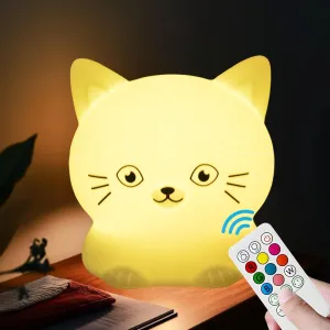 Night Light for Kids Portable Bedside Room Decor Lamp for Bedroom Cute LED Multicolor Gifts for Children Girls Boys Student Teen Girls - Cat