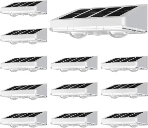 NIORSUN Solar Fence Lights,12 Pack Solars Deck Light,Warm White Color,Outdoor Bulb Waterproof Led IP65,Power Patio Lamp with Lenses for Outside/Backyard/Railing/Yard（White）