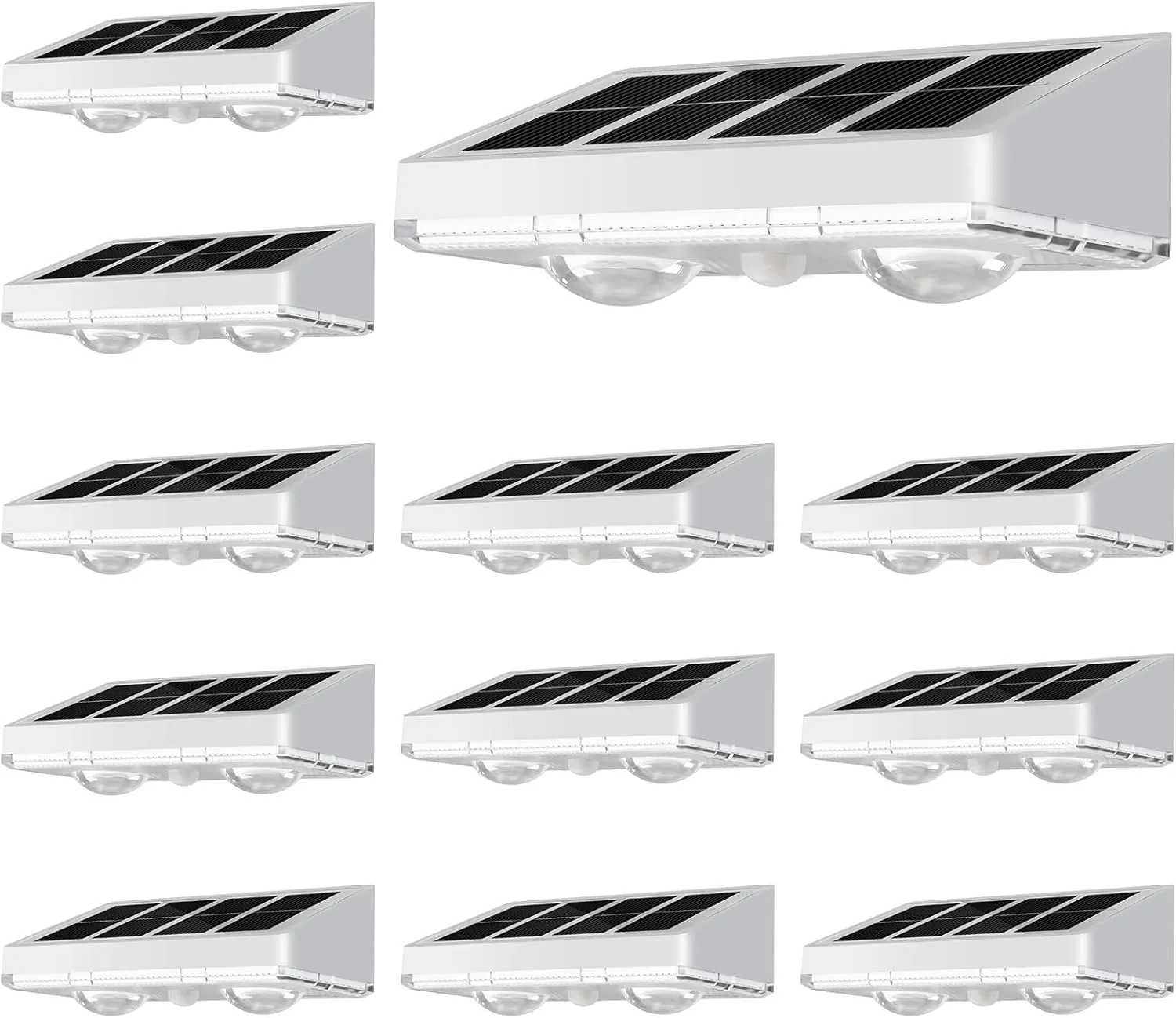 NIORSUN Solar Fence Lights,12 Pack Solars Deck Light,Warm White Color,Outdoor Bulb Waterproof Led IP65,Power Patio Lamp with Lenses for Outside/Backyard/Railing/Yard（White）