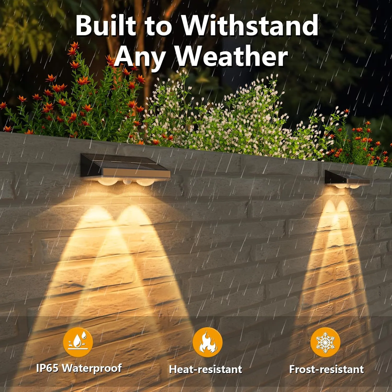 NIORSUN Solar Fence Lights,8 Pack Solars Deck Light,Warm White Color,Outdoor Bulb Waterproof Led IP65,Power Patio Lamp with Lenses for Outside/Backyard/Railing/Yard(Black)