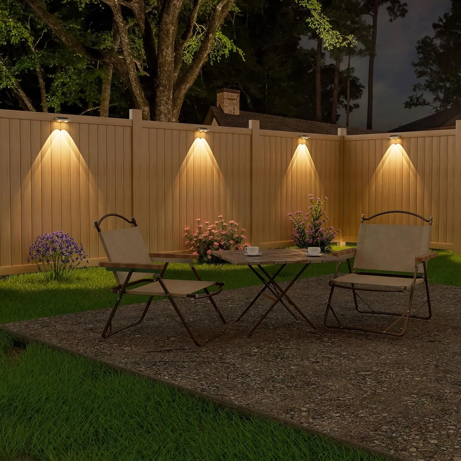 NIORSUN Solar Fence Lights,8 Pack Solars Deck Light,Warm White Color,Outdoor Bulb Waterproof Led IP65,Power Patio Lamp with Lenses for Outside/Backyard/Railing/Yard（White）