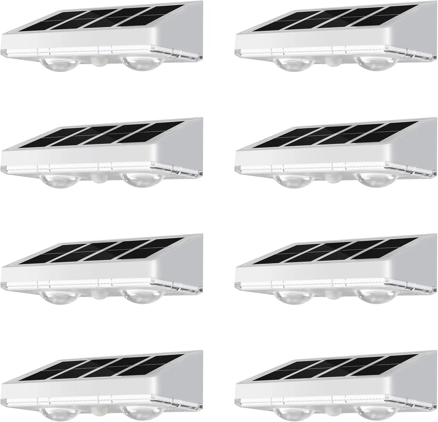 NIORSUN Solar Fence Lights,8 Pack Solars Deck Light,Warm White Color,Outdoor Bulb Waterproof Led IP65,Power Patio Lamp with Lenses for Outside/Backyard/Railing/Yard（White）