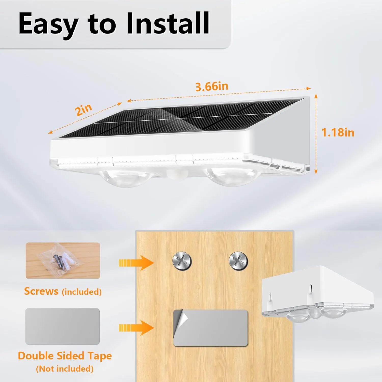 NIORSUN Solar Fence Lights,8 Pack Solars Deck Light,Warm White Color,Outdoor Bulb Waterproof Led IP65,Power Patio Lamp with Lenses for Outside/Backyard/Railing/Yard（White）
