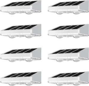 NIORSUN Solar Fence Lights,8 Pack Solars Deck Light,Warm White Color,Outdoor Bulb Waterproof Led IP65,Power Patio Lamp with Lenses for Outside/Backyard/Railing/Yard（White）