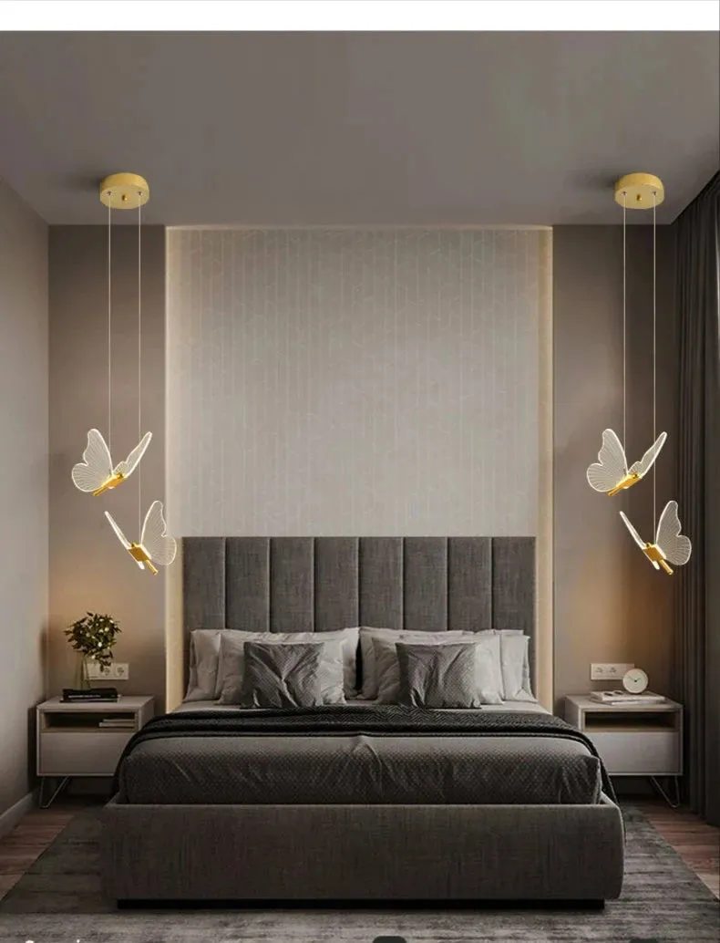 Nordic Butterfly LED Pendant Hanging Lamp – Elegant Hanging Light for Bedroom & Staircase