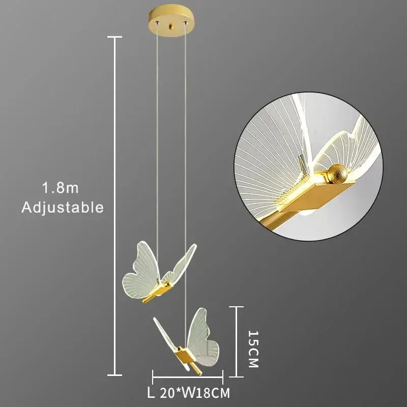 Nordic Butterfly LED Pendant Hanging Lamp – Elegant Hanging Light for Bedroom & Staircase