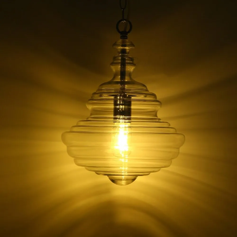 Nordic Creative Vintage Glass Ceiling Light Fixture Retro Edison E27 Droplight Height Adjustable Indoor Restaurant Dinning Room Hanging Lamps Deco Flush Mount Light/Style B