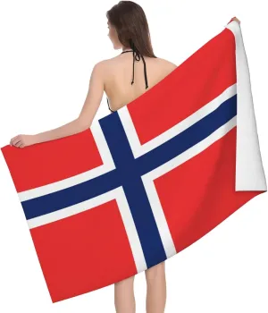 Norwegian Flag Beach Towels Ultra Soft Highly Absorbent Quick Dry Premium Bath Towels Multi Use for Beach Camping Surfing Swimming Gym Spa Yoga