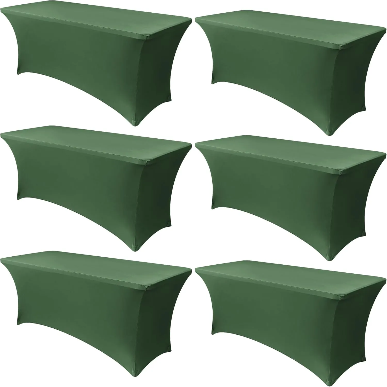 Obstal 6 Pack Stretch Spandex Blackish Green Table Covers for 6 Foot Tables - 6 FT Universal Rectangular Fitted Tablecloth Protector for Wedding, Banquet, Party