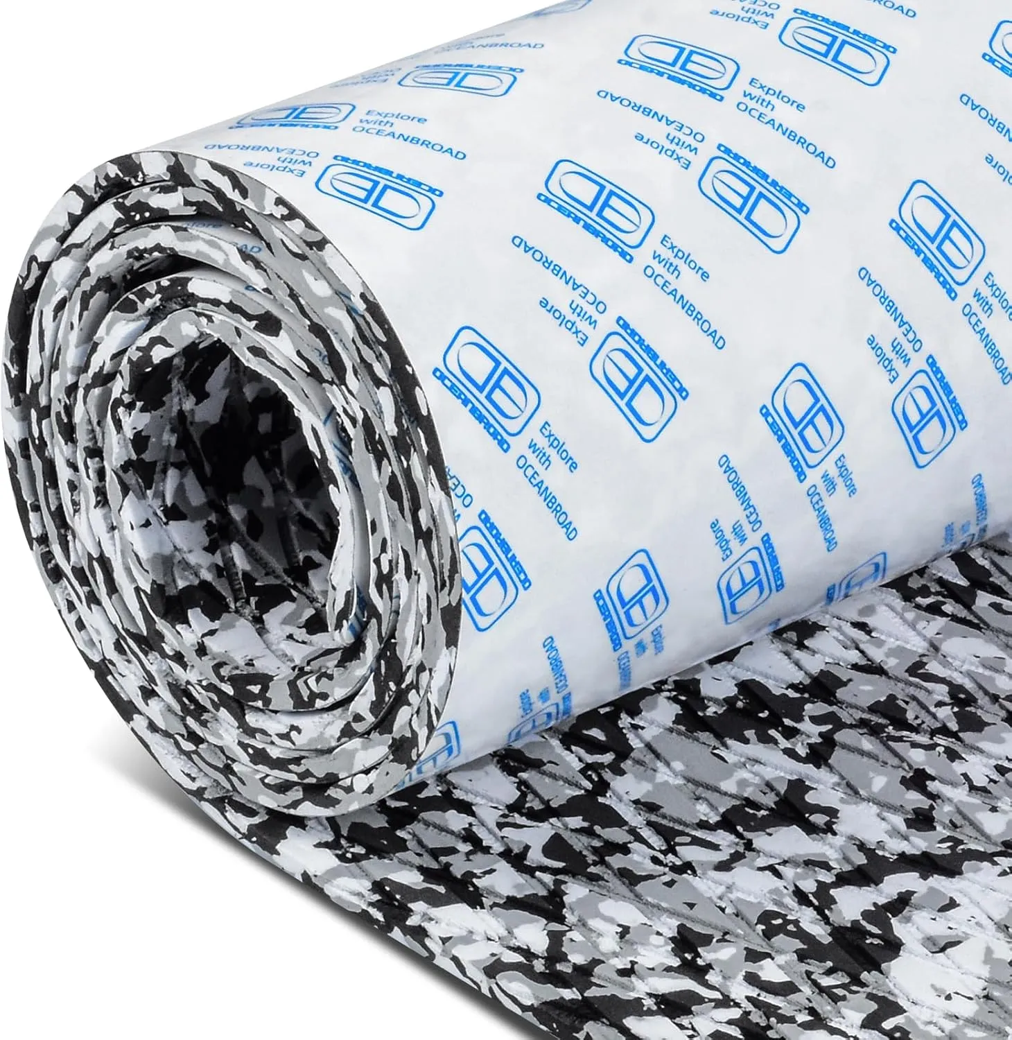 OCEANBROAD Self-Adhesive 96''x16''/23''/38''/47'' Camouflage Boat Flooring Non-Slip Traction Pad EVA Foam Sheet for Jon Boat Surfboard SUP Board Kayak, Camo Black/Blue/Green/Brown/Yellow/Gray