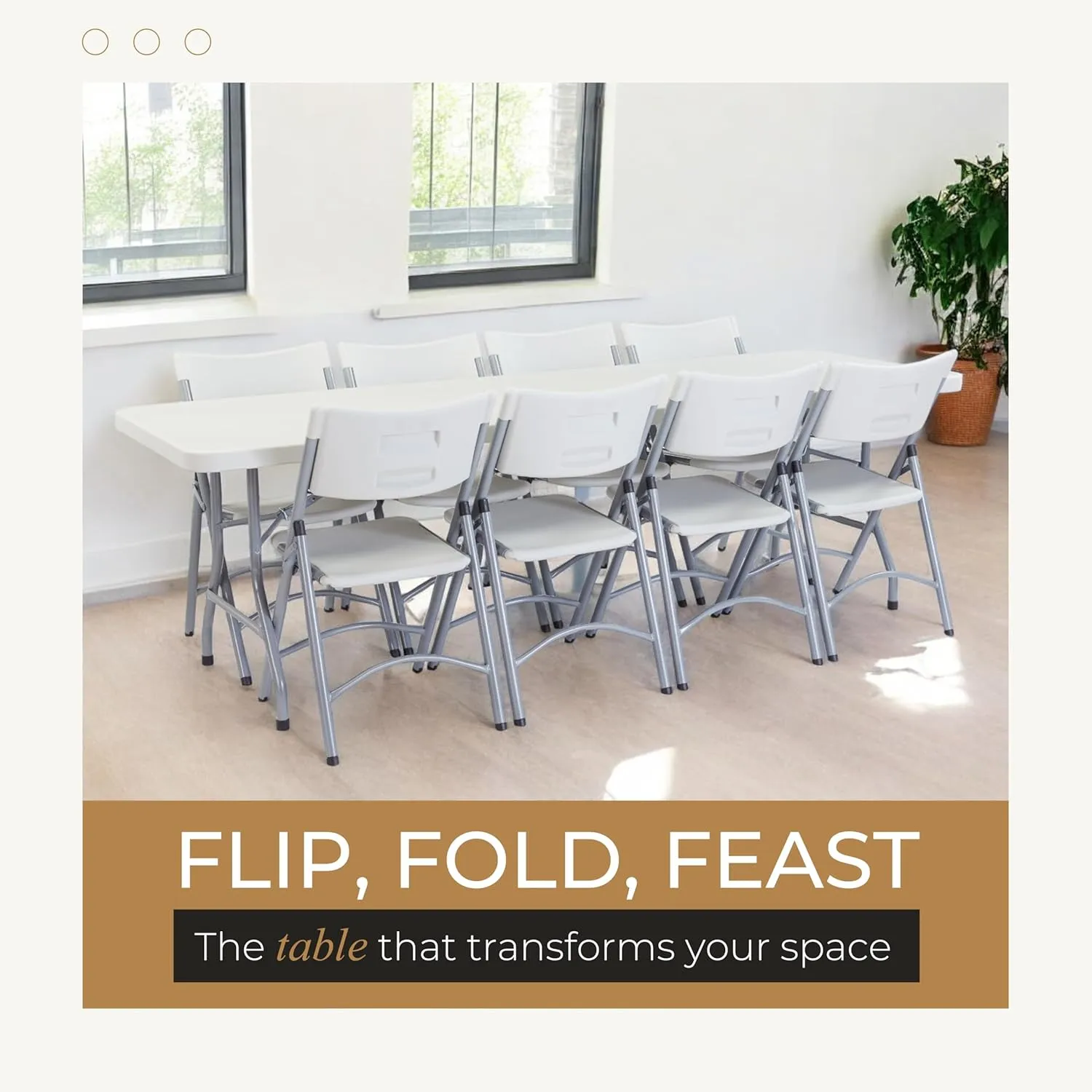 OEF Furnishings 8-Foot Heavy Duty Folding Table, 30" x 96", Light Grey - Durable, Lightweight, Indoor/Outdoor