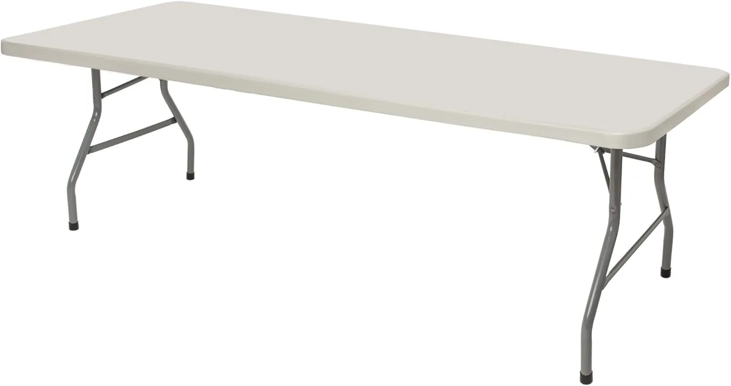 OEF Furnishings 8-Foot Heavy Duty Folding Table, 30" x 96", Light Grey - Durable, Lightweight, Indoor/Outdoor