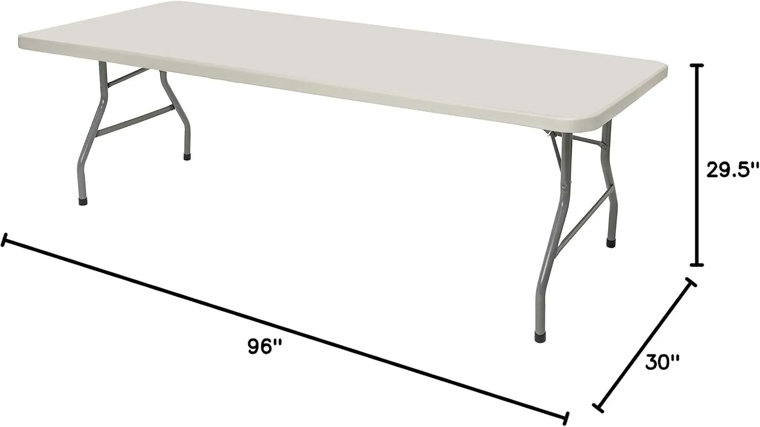 OEF Furnishings 8-Foot Heavy Duty Folding Table, 30" x 96", Light Grey - Durable, Lightweight, Indoor/Outdoor