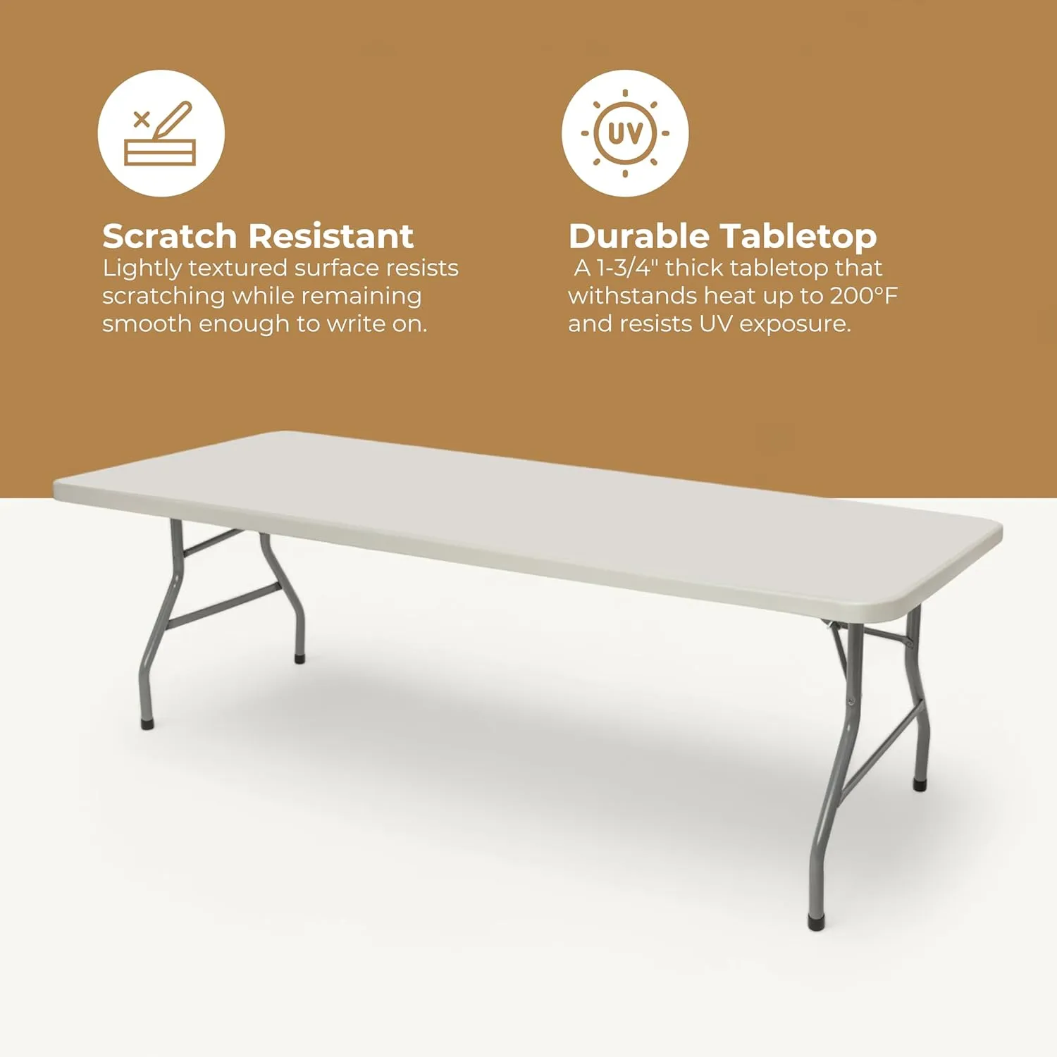 OEF Furnishings 8-Foot Heavy Duty Folding Table, 30" x 96", Light Grey - Durable, Lightweight, Indoor/Outdoor