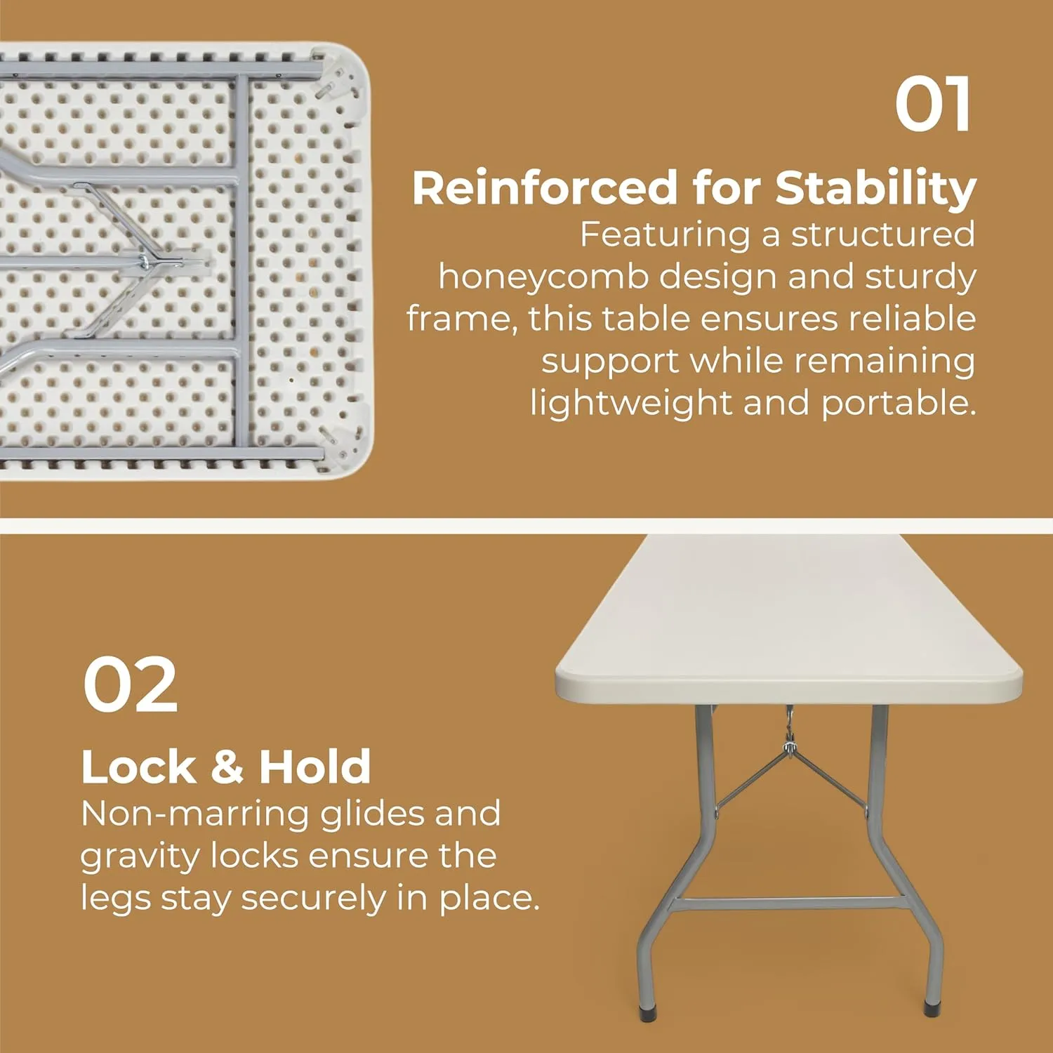 OEF Furnishings 8-Foot Heavy Duty Folding Table, 30" x 96", Light Grey - Durable, Lightweight, Indoor/Outdoor