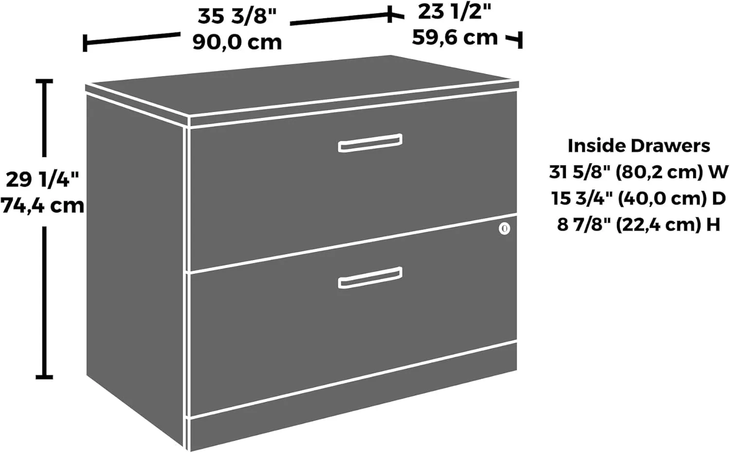OfficeWorks by Sauder Affirm Lateral File, L: 35.43'' x W: 23.47'' x H: 29.29'', Hudson Elm