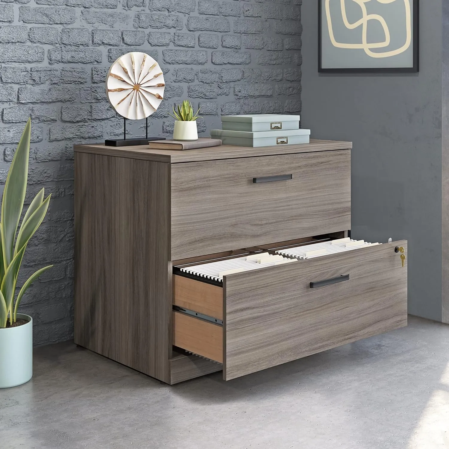 OfficeWorks by Sauder Affirm Lateral File, L: 35.43'' x W: 23.47'' x H: 29.29'', Hudson Elm