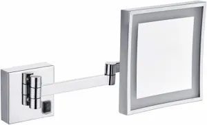 OGRAFF Makeup Mirror with Lights and 3X Magnification, Chrome Square LED Wall Mounted Bathroom Vanity Mirror, Swivel Extendable Shaving Mirror,Plug in (Color : Hardwired)
