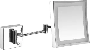OGRAFF Touch Dimming Makeup Mirror with Lights and 3X Magnification, Square LED Wall Mounted Bathroom Vanity Mirror, Rotable Extendable Shaving Mirror,Nickel,Plug in (Color : Silver, Size : Plug in)