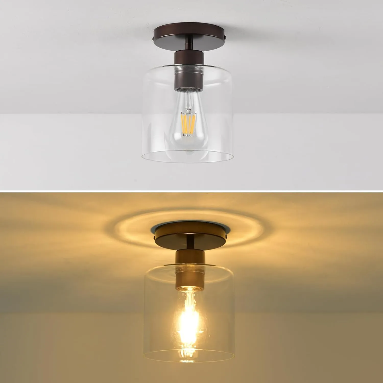 Oil Rubbed Bronze Semi Flush Mount Ceiling Light,Modern Farmhouse Ceiling Light Fixture for Closet Hallway Entryway,Hallway Light Fixture,Hanging Light Fixture