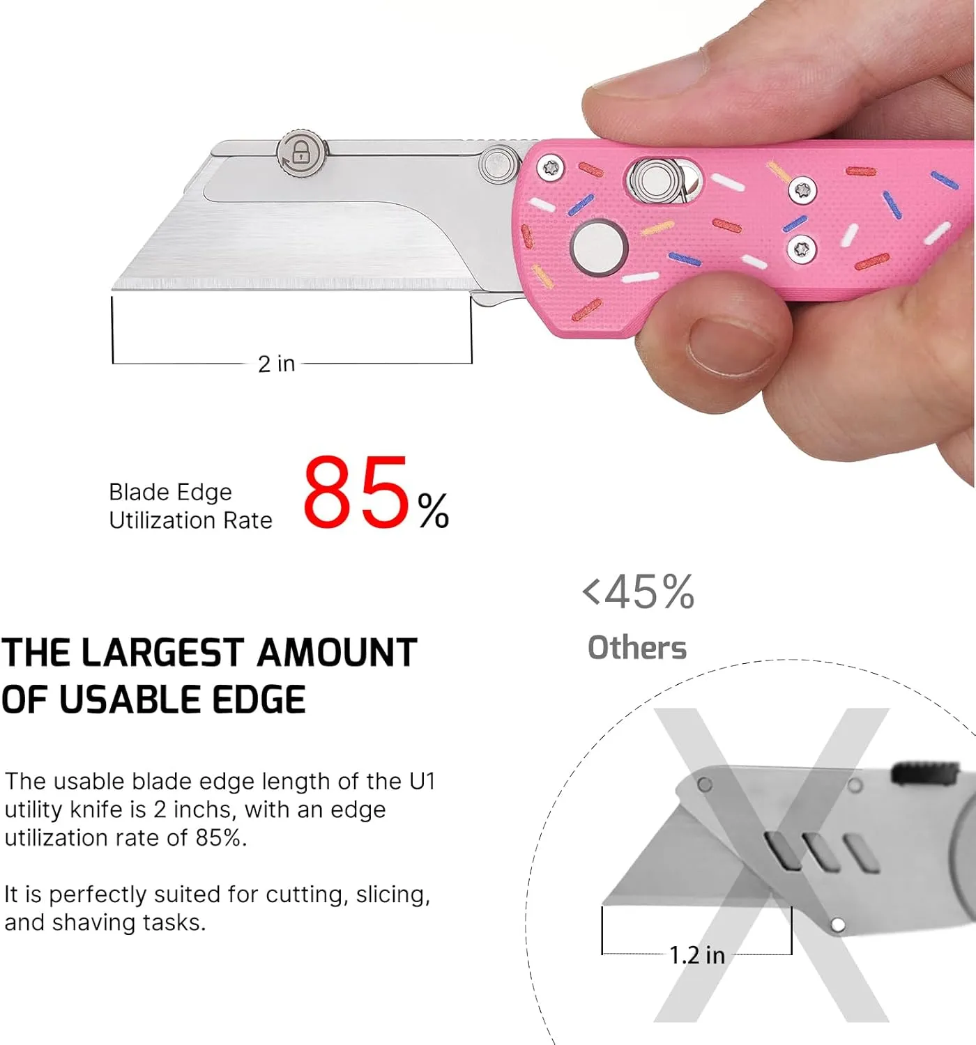 OKNIFE Otacle U1 Folding Pocket Utility Knife, Quick Change Box Cutter with Rail Lock, EDC Razor Knife with Pocket Clip for Office, Factory (Doughnut)