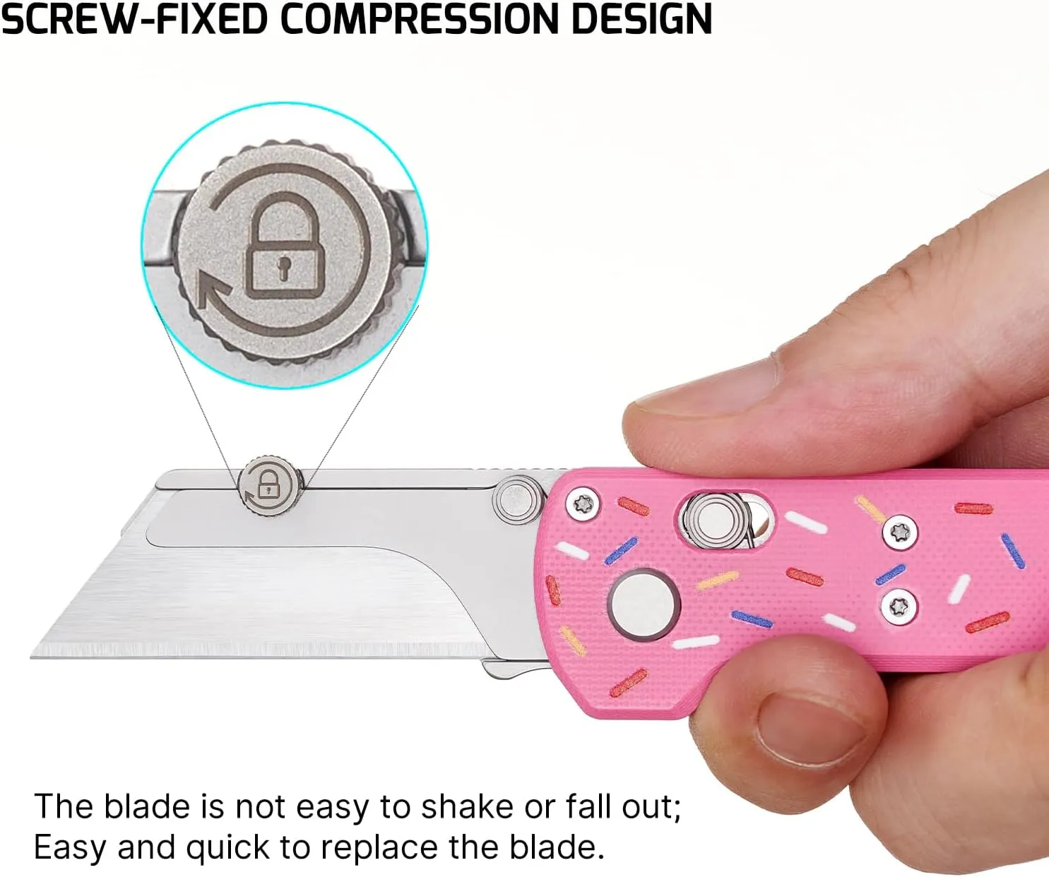 OKNIFE Otacle U1 Folding Pocket Utility Knife, Quick Change Box Cutter with Rail Lock, EDC Razor Knife with Pocket Clip for Office, Factory (Doughnut)