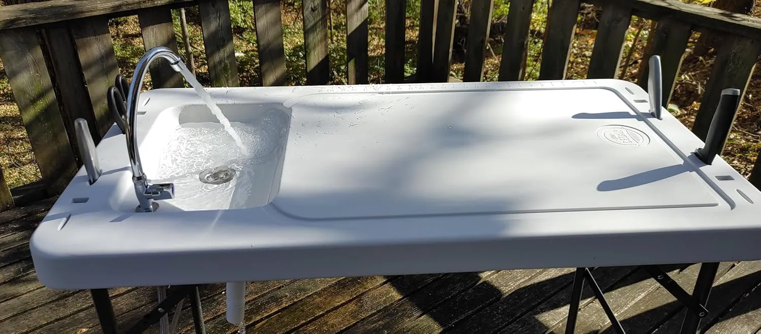 Old Cedar Outfitters Fish and Game Cleaning Table with Sink and Folding Legs