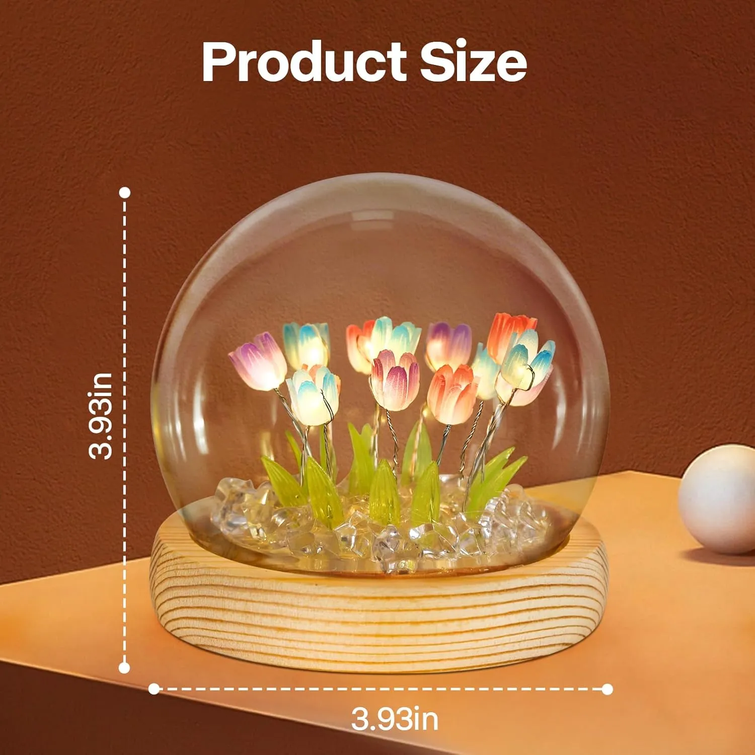 ONXE Birthday Gifts for Women, Flower Lamp Tulip Night Light for Bedroom Decor, Light Up Tulips in A Glass Dome for Girlfriend Wife