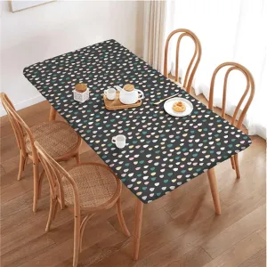 OOzie Multi Elastic Edged Table Covers Vintage Polka Dots on Grey Background Image Tablecloth Fitted Table Cloth Rectangle Table Droplets Fits up 5 Foot Tables