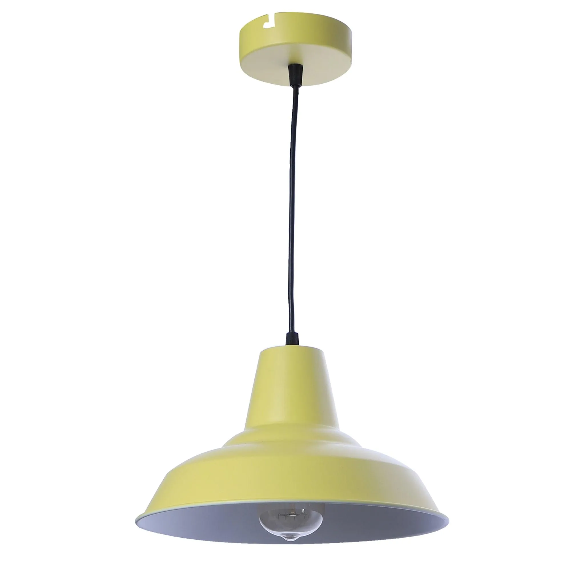 Opi Minimal Pastel Yellow Metal Single Hanging Light by SS Lightings