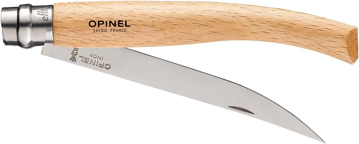 Opinel Effile Slimline Series Folding Fillet Knife – Slim Blade Folding Knife, Virobloc Locking Collar, Sustainably Harvested Wood Handles, Updated Blade Profile (Beechwood/No.12)