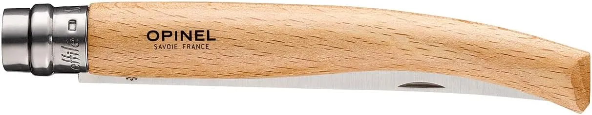Opinel Effile Slimline Series Folding Fillet Knife – Slim Blade Folding Knife, Virobloc Locking Collar, Sustainably Harvested Wood Handles, Updated Blade Profile (Beechwood/No.12)