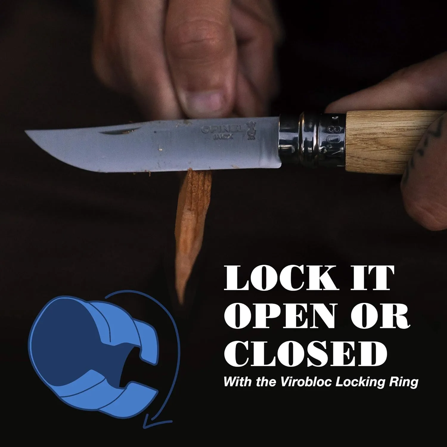 OPINEL No.06-No.09 Premium Woods, Stainless Steel Folding Pocket Knife, Made in France (No.08/Olive)