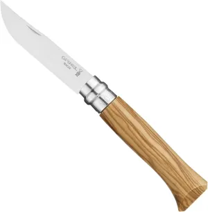 OPINEL No.06-No.09 Premium Woods, Stainless Steel Folding Pocket Knife, Made in France (No.08/Olive)