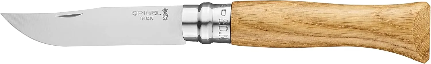OPINEL No.06-No.09 Premium Woods, Stainless Steel Folding Pocket Knife, Made in France (No.09/Oak)