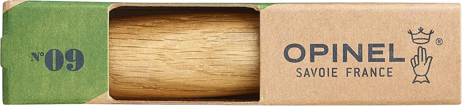 OPINEL No.06-No.09 Premium Woods, Stainless Steel Folding Pocket Knife, Made in France (No.09/Oak)