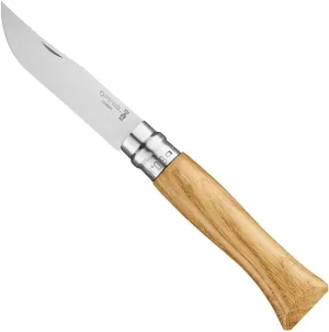 OPINEL No.06-No.09 Premium Woods, Stainless Steel Folding Pocket Knife, Made in France (No.09/Oak)