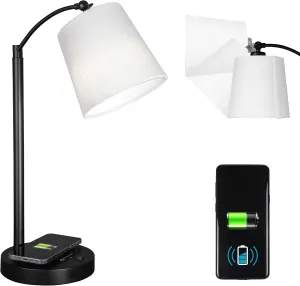 OttLite Good Housekeeping Shaded LED Desk Lamp with Wireless Charging Pad - Designed to Reduce Eyestrain - Adjustable Shade, Replaceable ClearSun LED Bulb, Crafting, Reading Light & Studying Lamp